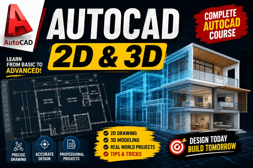 Advanced AutoCAD (2D & 3D) – Professional Drawing Preparation | Civil, Electrical & Mechanical Engineering